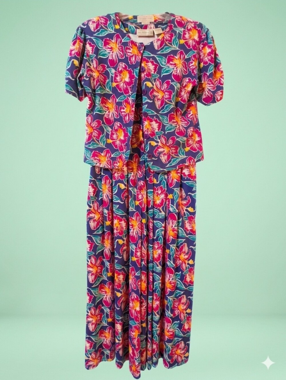 VINTAGE Tropical Floral Jumpsuit Set